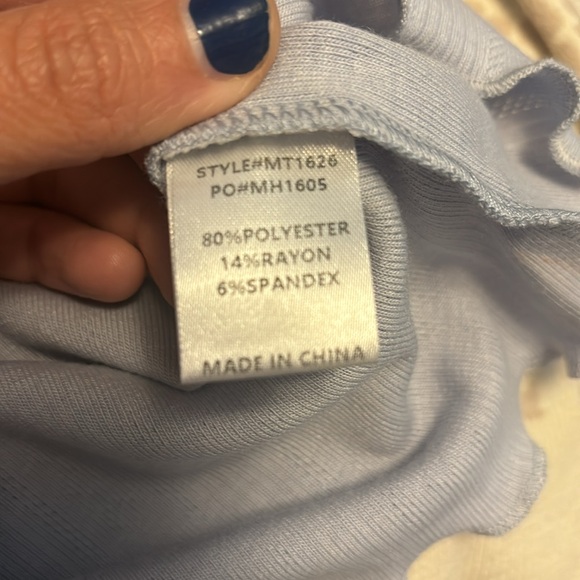 Boutique Baby Blue Pointella Short Sleeved Stretch Top - Picture 8 of 8